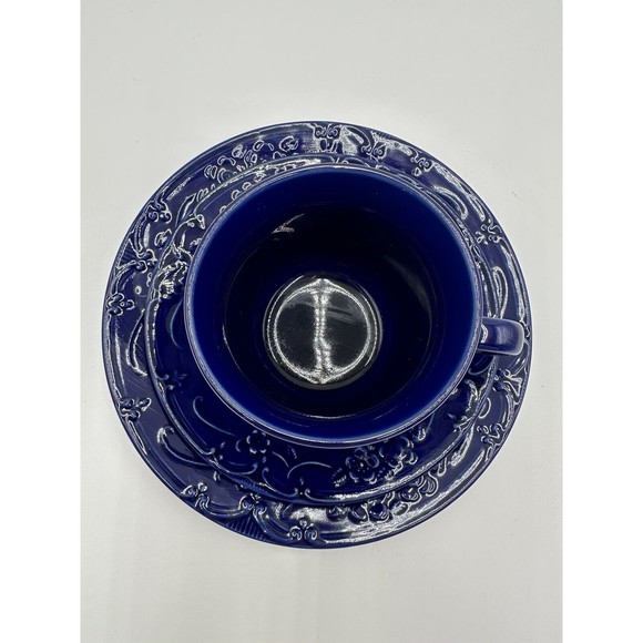 RARE & BEAUTIFUL COBALT CUP SAUCER Plate WBACH WAECHTERSBACH ANGELICA PATTERN - Picture 2 of 9